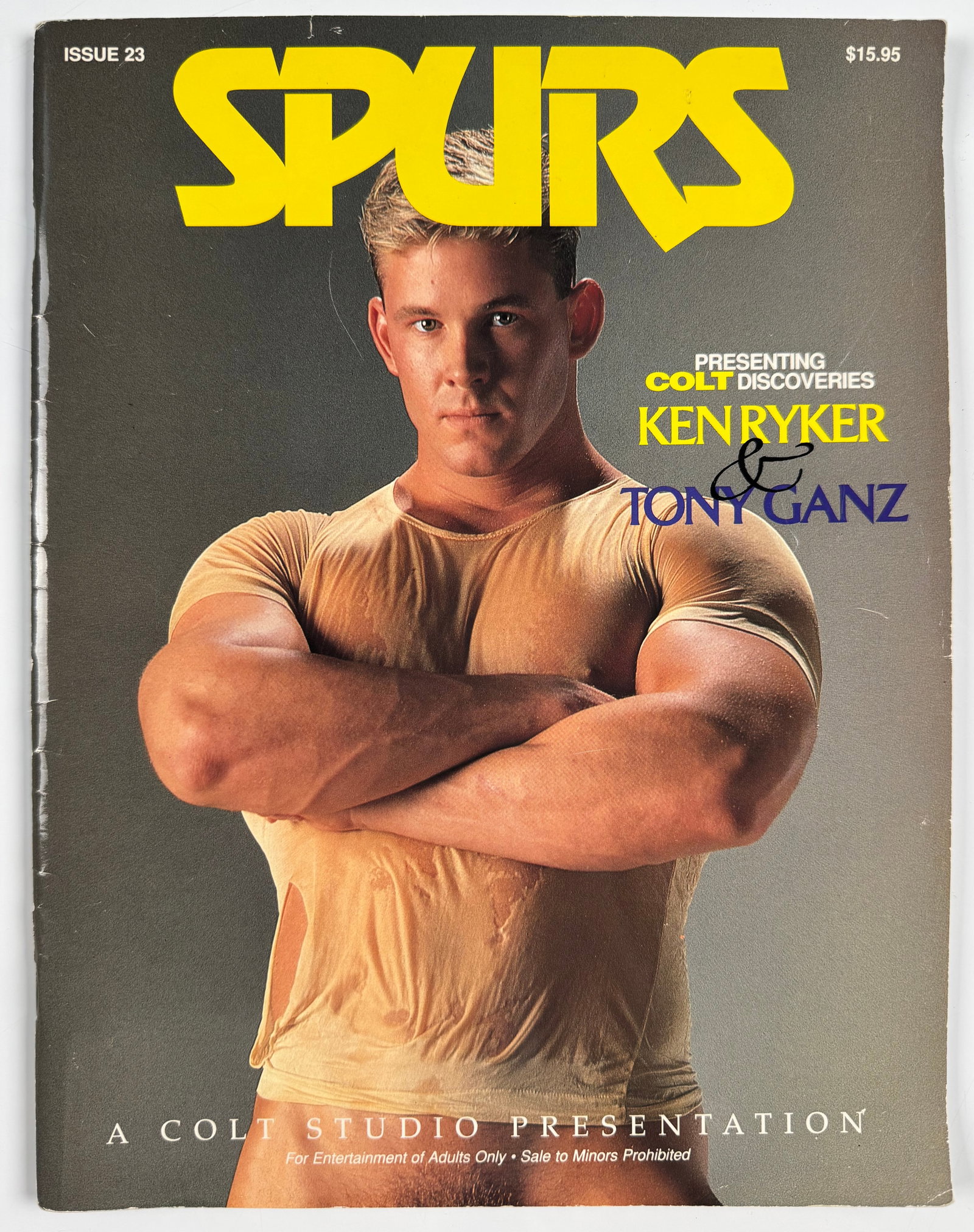 Spurs Issue 23 Ken Ryker Tony Ganz Colt Studio Gay Interest Male Nude Physique Beefcake Magazine: Spurs Issue 23 is a Colt Studio gay physique magazine featuring Ken Ryker and Tony Ganz. The publication contains male nude photography and adult Gay Nude Male Interest content.
