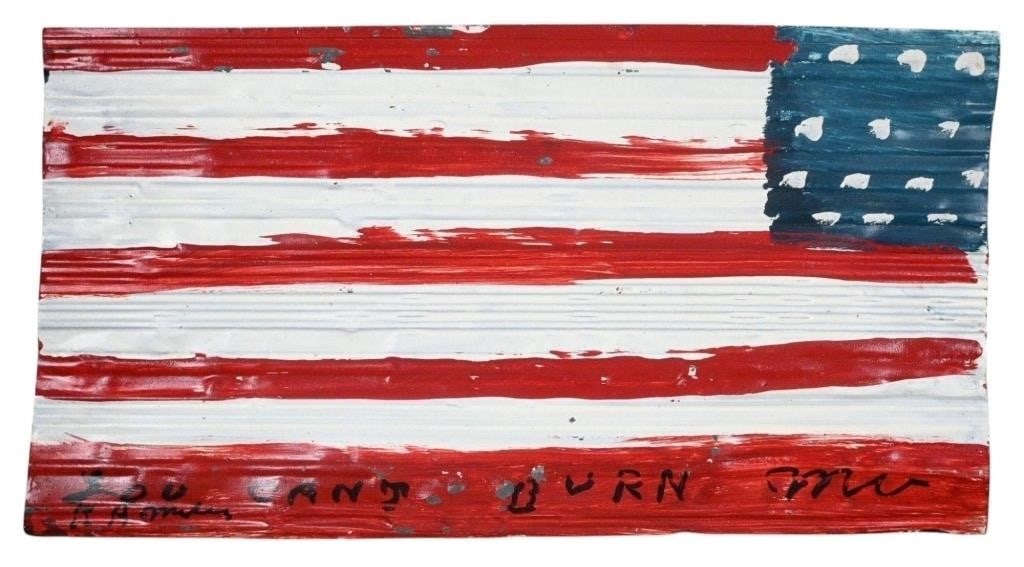 R.A. Miller.  Double Sided Metal Flag (1 of 4)