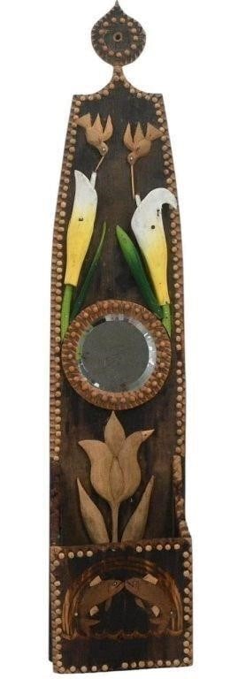 Folk Art Wall Pocket with Birds, Fish, & Flowers (1 of 7)