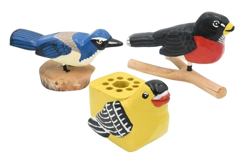 Tim Lewis.  Wood Carved Birds (1 of 10)