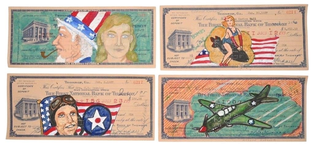 Richard Roebuck.  Patriotic Hand-Painted Bank Notes (1 of 5)