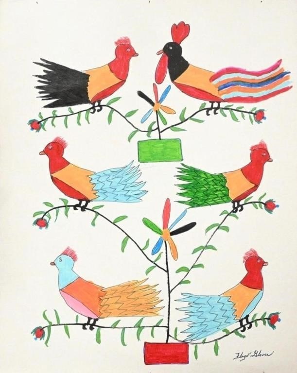 Floyd "Pussum" Glover.  6 Perched Birds (1 of 5)