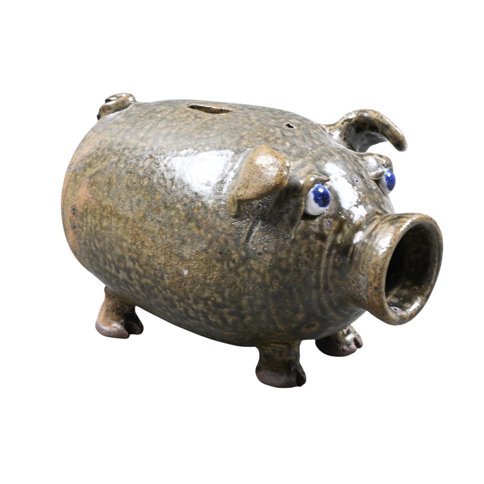Cleater and Billie Meaders. Piggy Bank: Cleater and Billie Meaders. Piggy Bank. 2000. Signed and Dated. Good condition. Small hole between ears. Size: 5.25" H x 8" W. Provenance: Private Georgia Collection. Est. $100 - $300. Ship: In-House