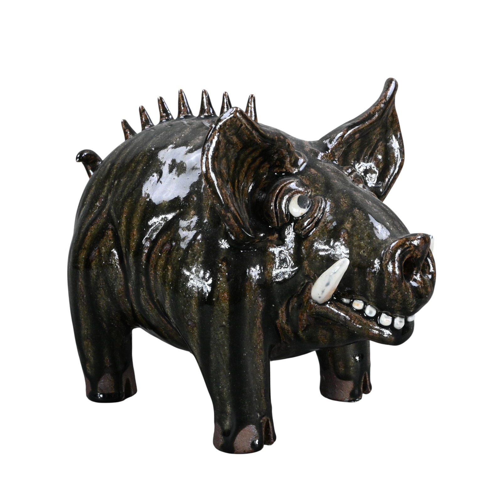 Clete Meaders, Jr. Razorback Hog: Clete Meaders, Jr. (1921-2003) Razorback Hog. 2002. Signed and Dated. Mint condition. Size: 8.5" H x 11.5" W x 7" D. Provenance: Private Georgia Collection. Est. $300 - $500. Ship: In-House Shipping A