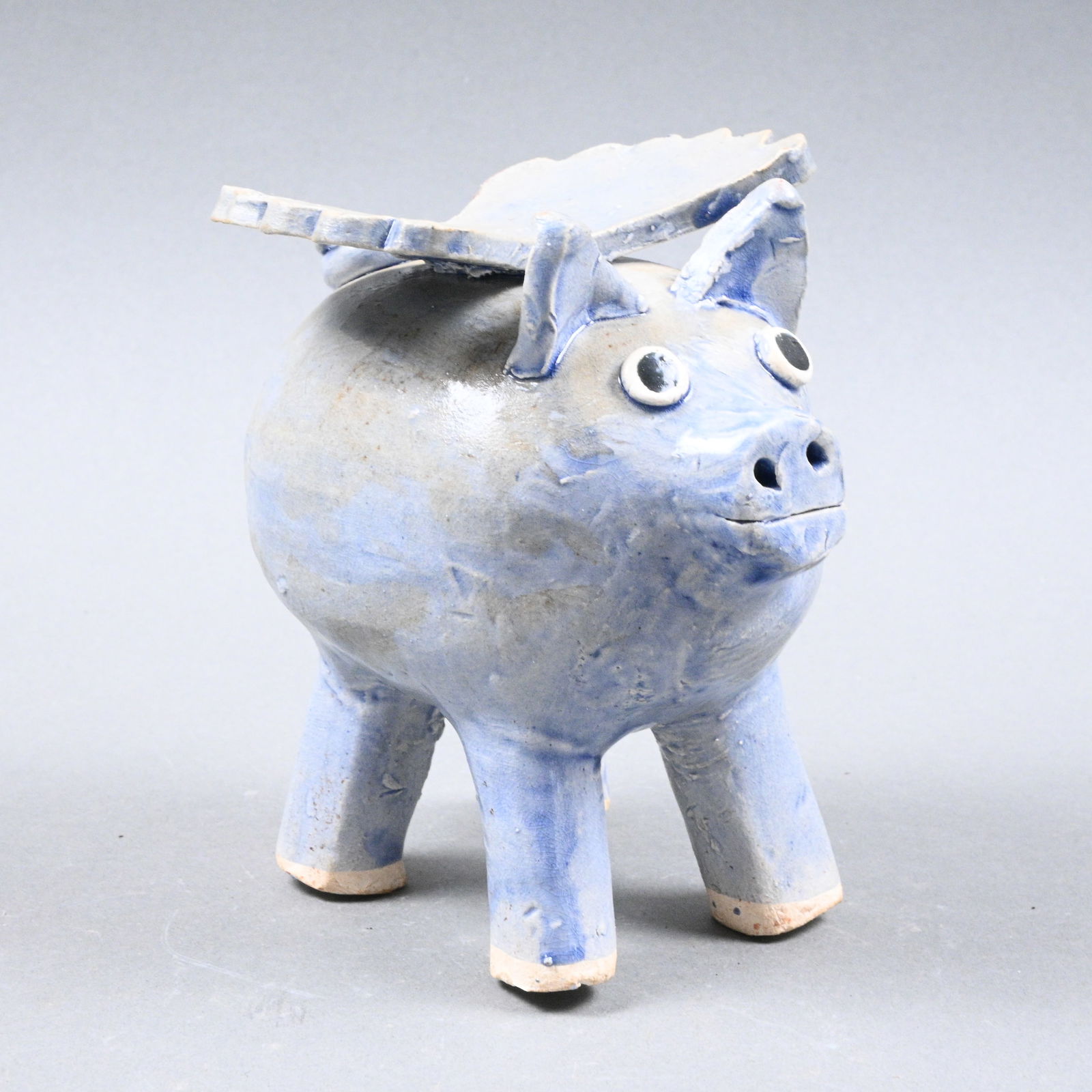 Jessie Meaders. Flying Pig: Jessie Meaders. Flying Pig.2003. Signed and Dated. Mint condition. Size: 5" H. Provenance: Private Georgia Collection. Est. $50 - $100. Ship: In-House Shipping Available.