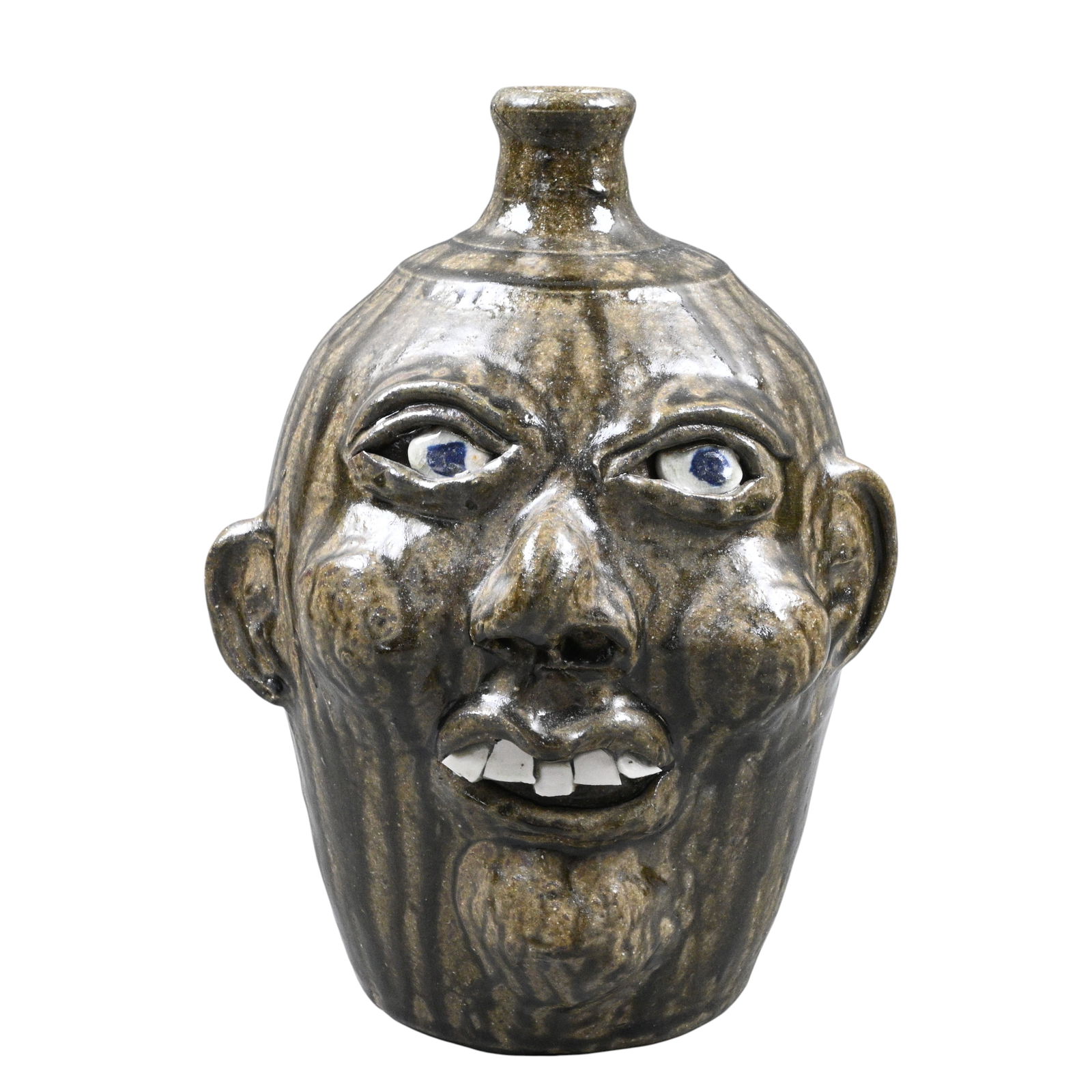 Harold & Grace Nell Hewell. Collaborative Face Jug: Harold & Grace Nell Hewell. Collaborative Face Jug. 2003. Signed and Dated. Mint condition. Size: 11.5" H. Provenance: Private Georgia Collection. Est. $200 - $500. Ship: In-House Shipping Available.