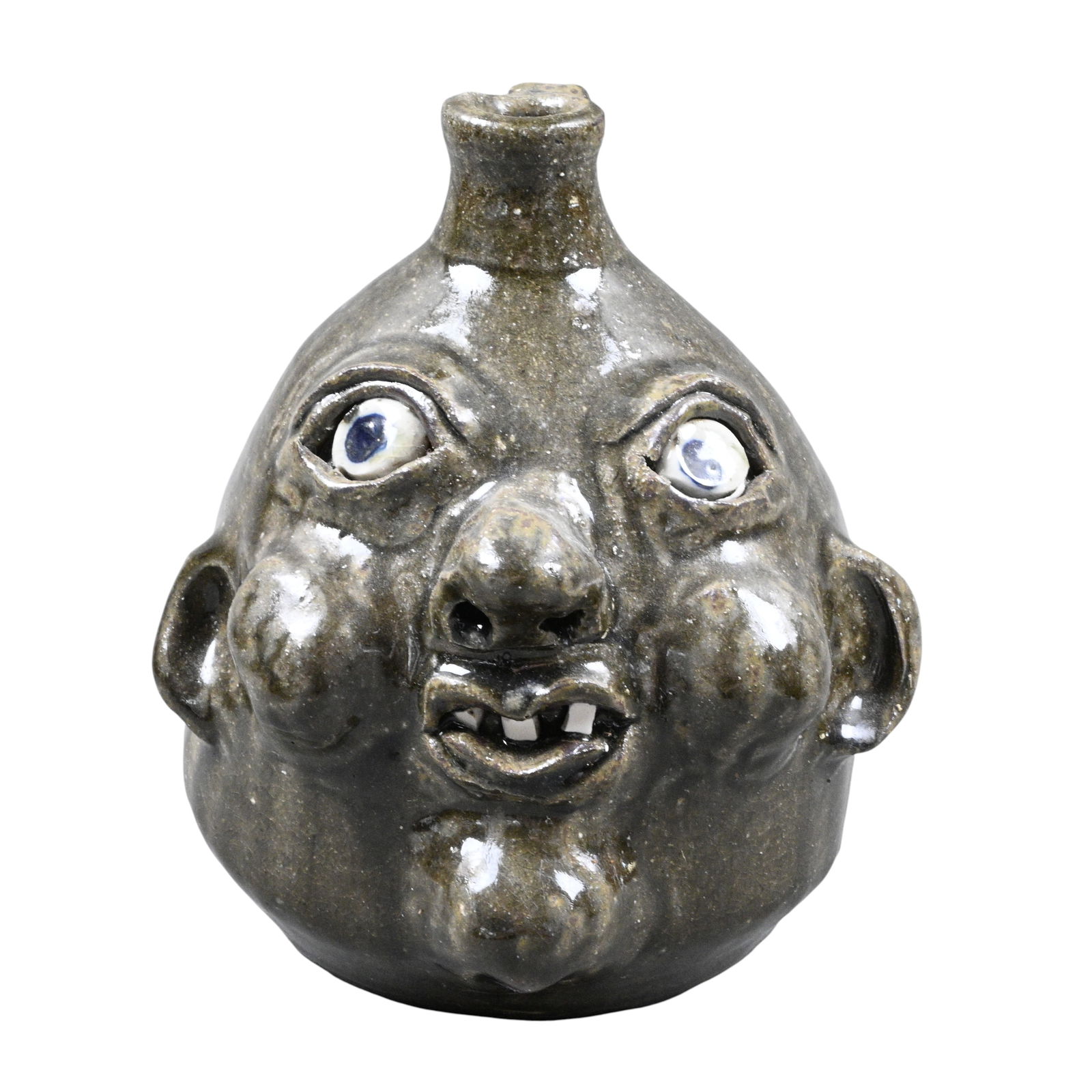 Grace Nell Hewell. Face Jug: Grace Nell Hewell. (1933-2016) Face Jug. 2001. Signed and Dated. Mint condition. Size: 7.25" H. Provenance: Private Georgia Collection. Est. $100 - $300. Ship: In-House Shipping Available.