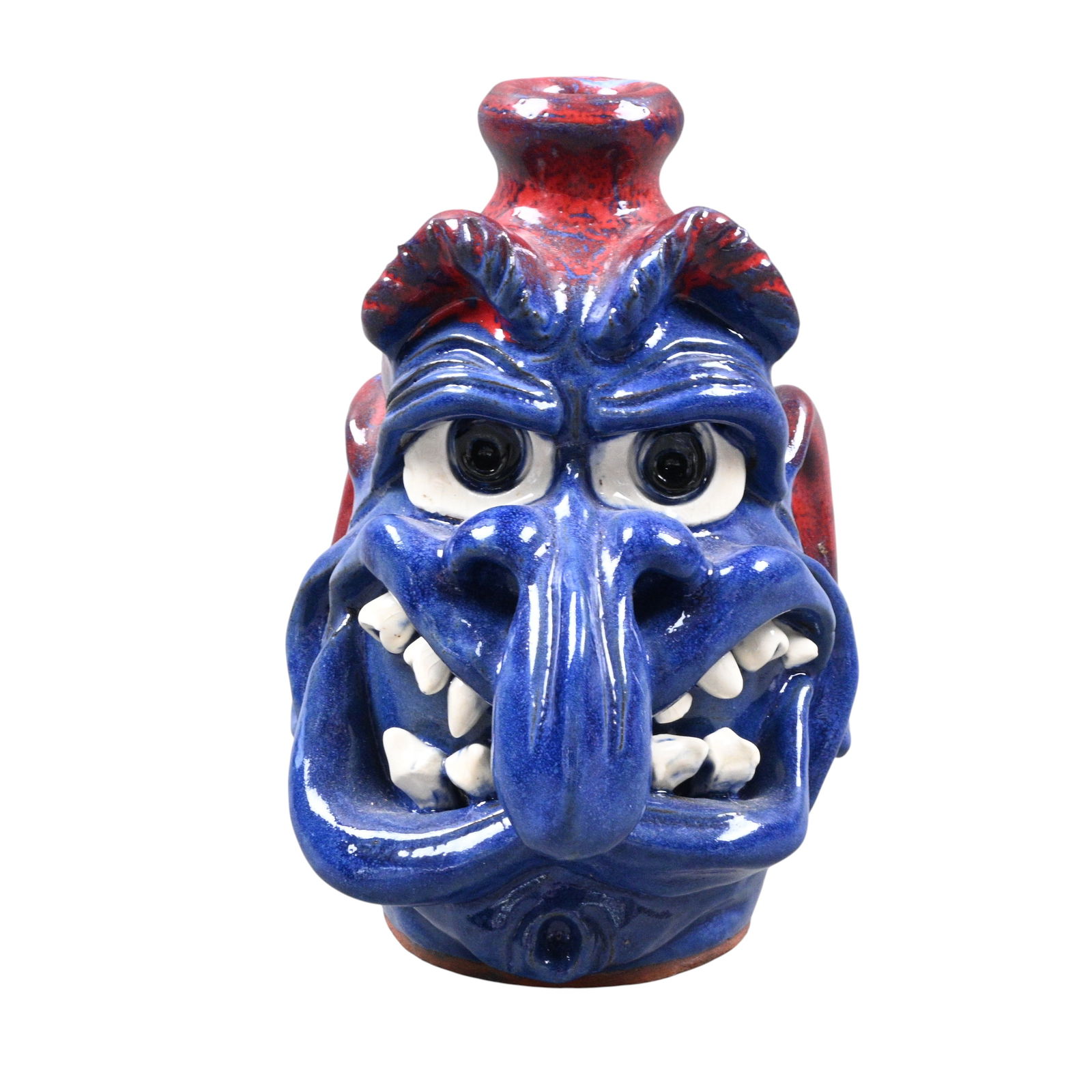 Dwayne Crocker. Big Blue Nose Face Jug: Dwayne Crocker. (b. 1959)Big Blue Nose Face Jug.2008. Signed and Dated. Mint condition. Size: 7" H. Provenance: Private Georgia Collection. Est. $50 - $100. Ship: In-House Shipping