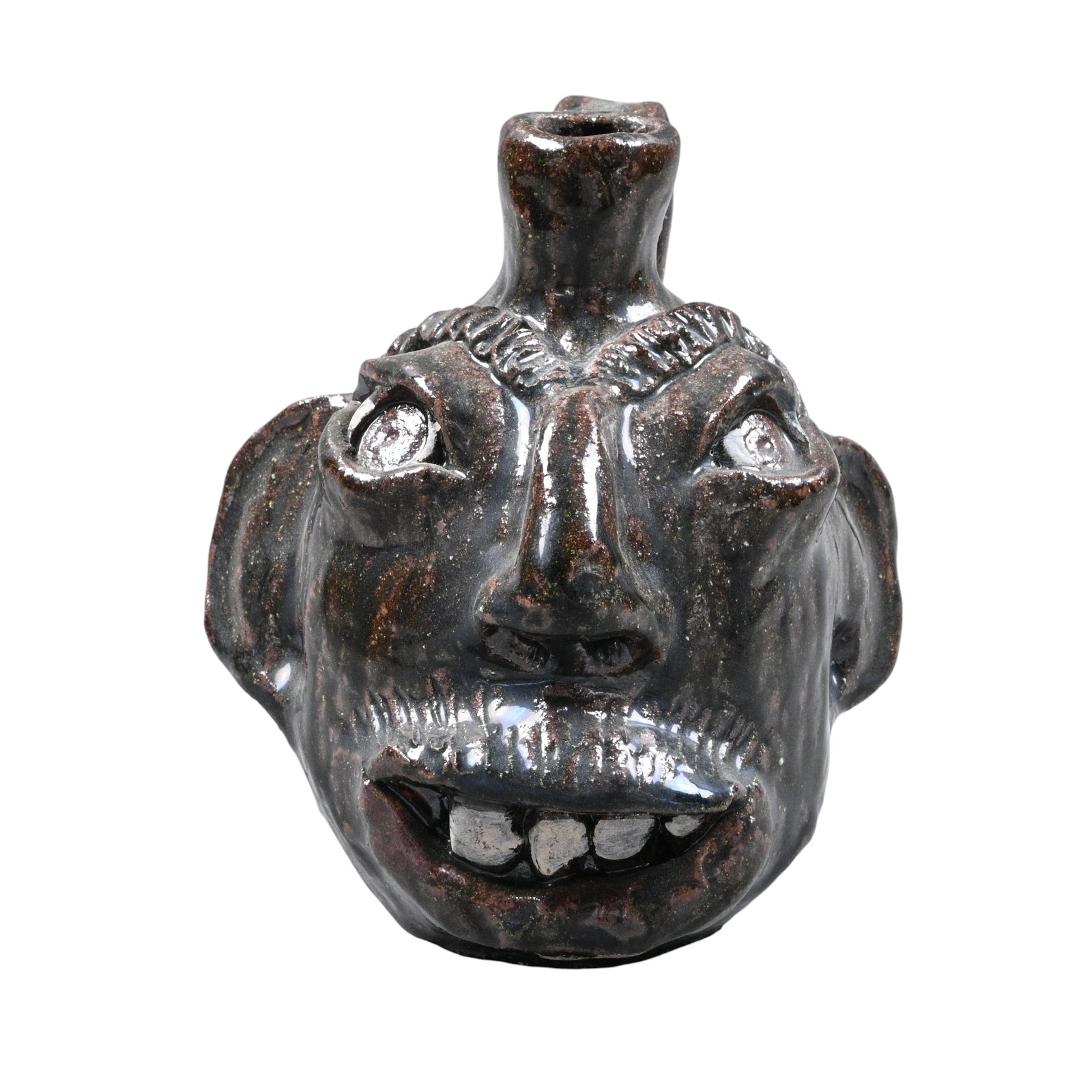 Pat Black. Face Jug: Pat Black. Face Jug.Signed. Kim Black's mother. Mint condition. Size: 5.5" H. Provenance: Private Georgia Collection. Est. $50 - $200. Ship: In-House Shipping Available.