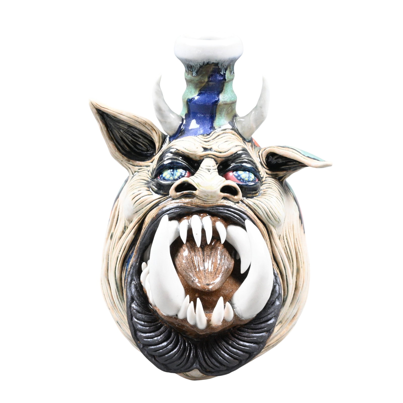 Ron Dahline. Creature Face Jug: Ron Dahline. Creature Face Jug.2009. Signed and Dated. Mint condition. Size: 8.5" H. Provenance: Private Georgia Collection. Est. $300 - $500. Ship: In-House Shipping Available.