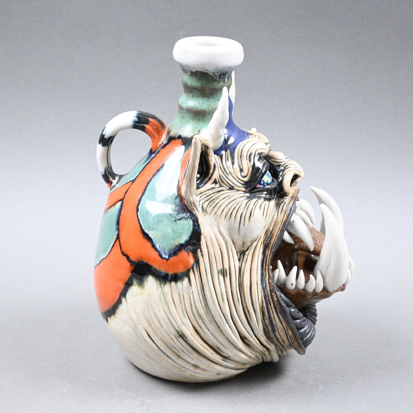Ron Dahline. Creature Face Jug - 4