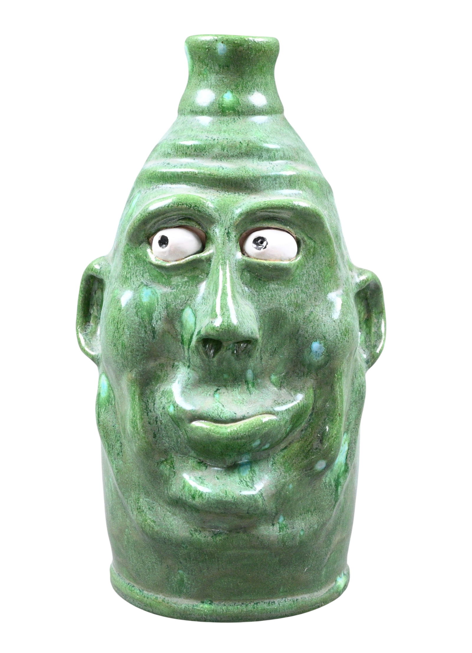 Joseph "Joe" Burley. Side Eyed Face Jug: Joseph "Joe" Burley. Side Eyed Face Jug. 2006. Signed and Dated. Florida Potter. Mint condition. Size: 10.25" H. Provenance: Private Georgia Collection. Est. $50 - $200. Ship: In-House Shipping Av