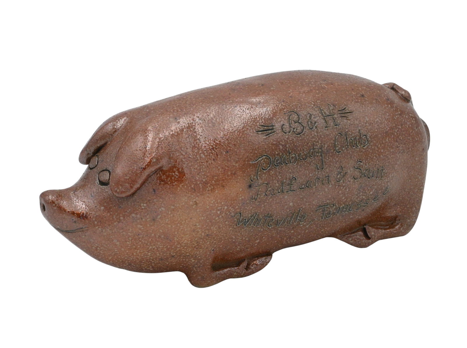 A.L. Hayes. Brown Pig: A.L. Hayes. Brown Pig.Stamped. Marked with "B and H Peabody Club Redfearn & Sam Whiteville, Tenn." along with several cities also inscribed. Stamped A.L. Hayes Marker Shepherdsville, KY. Mint