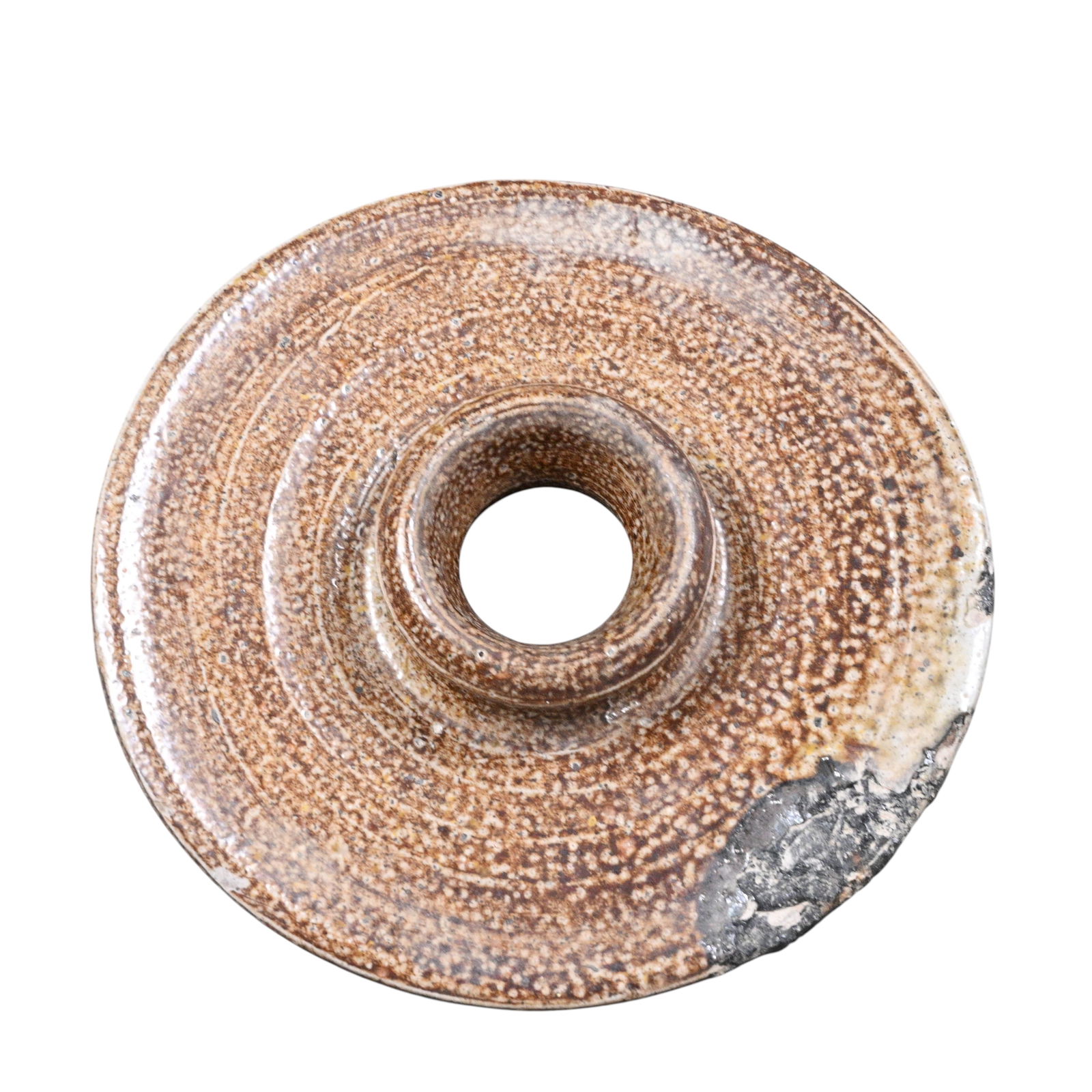 Ceramic Butter Turn Lid: Ceramic Butter Turn Lid. Good condition. Size: 6" diameter. Provenance: Prominent Private Kentucky Collection. Ex. Archie Teague Collection. Est. $20 - $50. Ship: In-House Shipping Available.