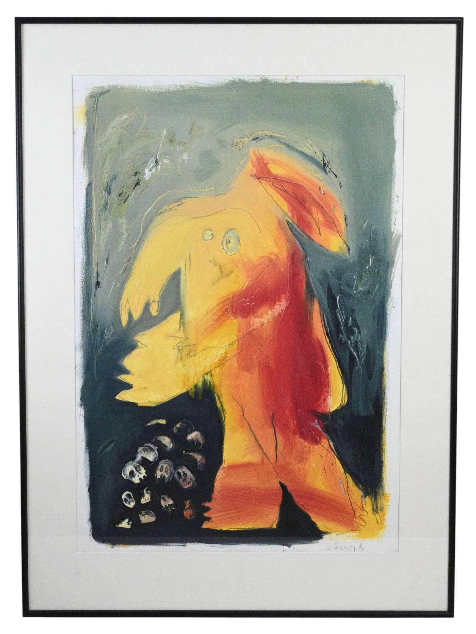 Casey McGlynn. Monster Standing Over Skulls: Casey McGlynn. (b. 1970)Monster Standing Over Skulls.1990. Signed and Dated. Paint and graphite on paper. Casey's work has been acquired by the HBC Global Art Collection in New York. Excellent