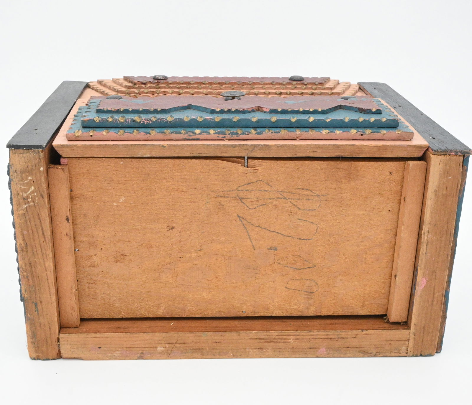 Tramp Art Painted Box - 7