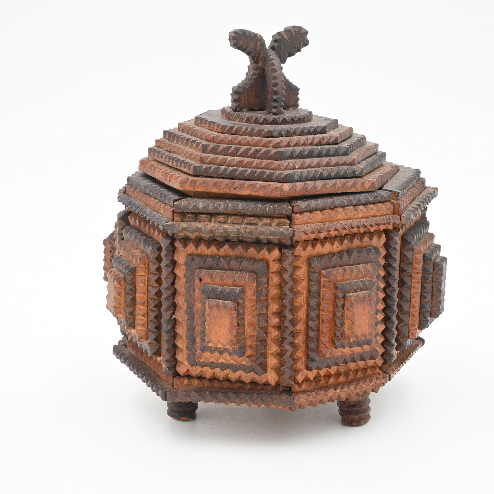 Tramp Art Octagonal Box - 3