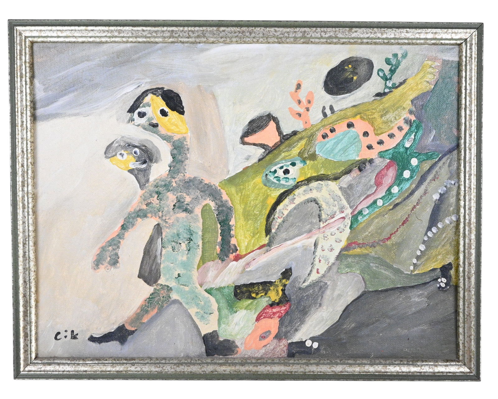 Charlie Lucas. The Spirit In Me Painting: Charlie Lucas. (b. 1951)The Spirit In Me Painting.1987. Signed. Oil on canvas board, framed. Excellent condition. Size with Frame: 13.25" H x 17.25" W. Provenance: Micki Beth Stiller