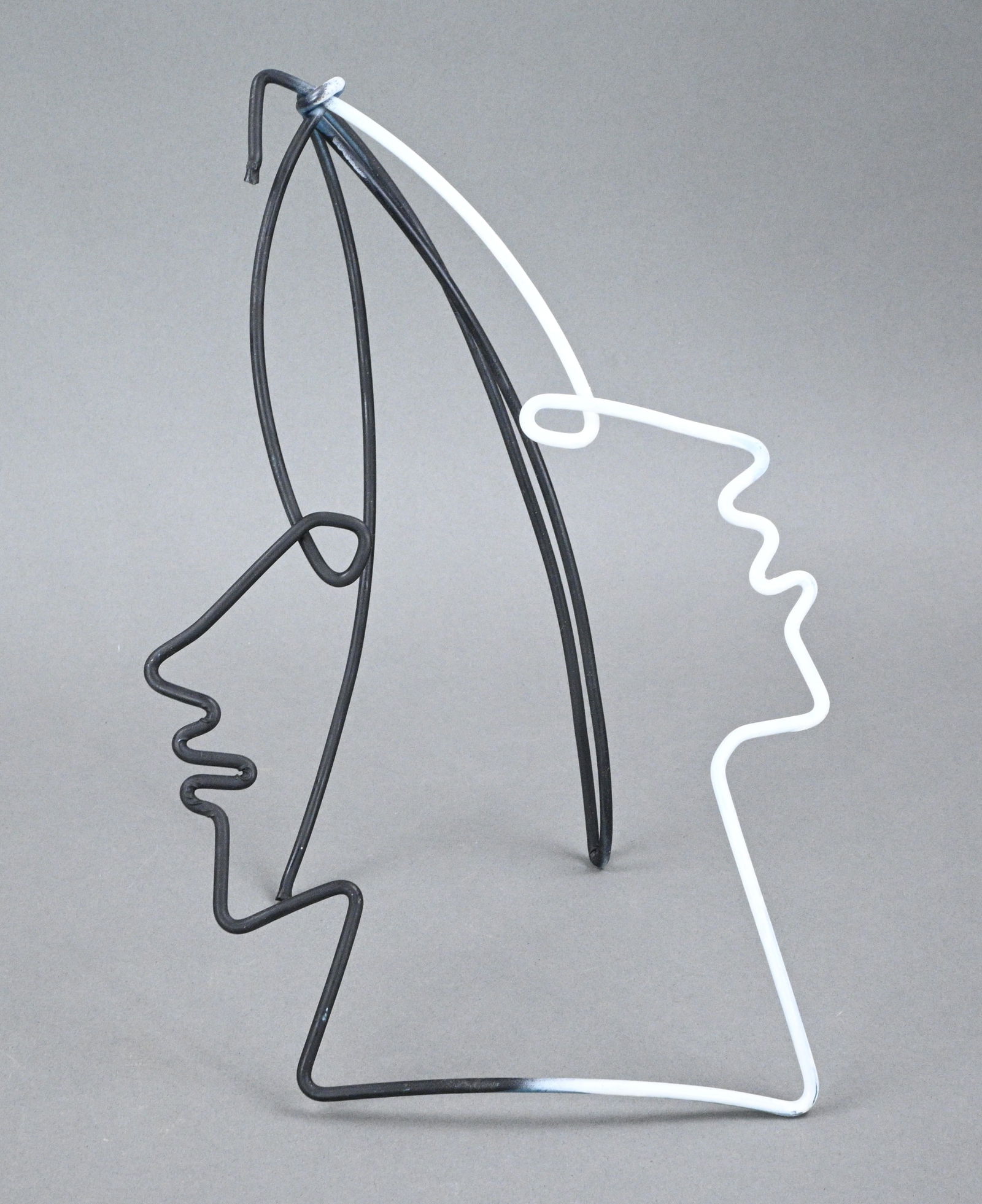 Lonnie Holley. Wire Sculpture: Lonnie Holley. (b. 1950)Wire Sculpture.Not Signed. Bent wire painted black and white. Excellent condition. Size: 9" H x 7" W x 8" D. Provenance: Private Georgia Collection (30+ years). Est.