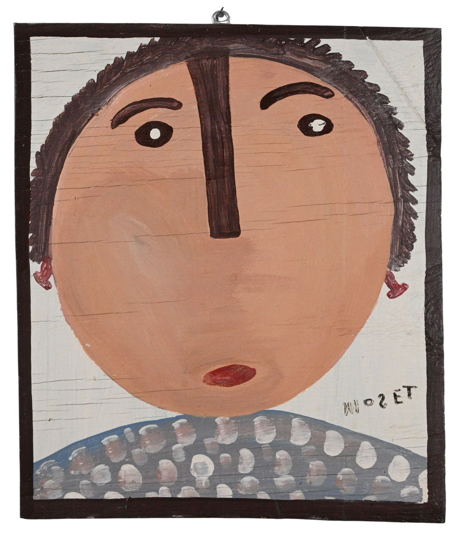 Mose Tolliver. Mary (Martha) Washington: Mose Tolliver. (1925-2006)Mary (Martha) Washington.1982. Signed, Dated, and Titled. Paint on wooden board. Excellent condition. Size: 17.5" H x 15.25 W. Provenance: Micki Beth Stiller