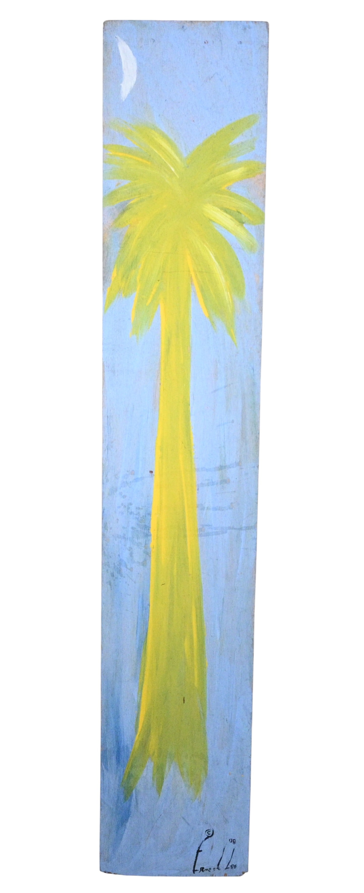 Ernest Lee. Palm Tree: Ernest Lee. Palm Tree.2008. Signed and Dated. Paint on wood panel. Good condition. Size: 53.75" H x 9.75" W. Provenance: Private Kentucky Collection. Est. $100 - $200. Ship: In-House