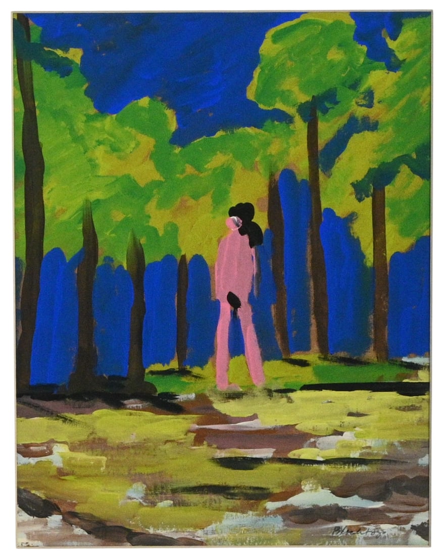 Ken Gentle. Nude In The Pines: Ken Gentle. Nude In The Pines.2008. Signed, Dated, and Titled. Watercolor and paint on cardboard. Alabama native Ken Gentle is a self-taught artist who began painting as a way of sharing his