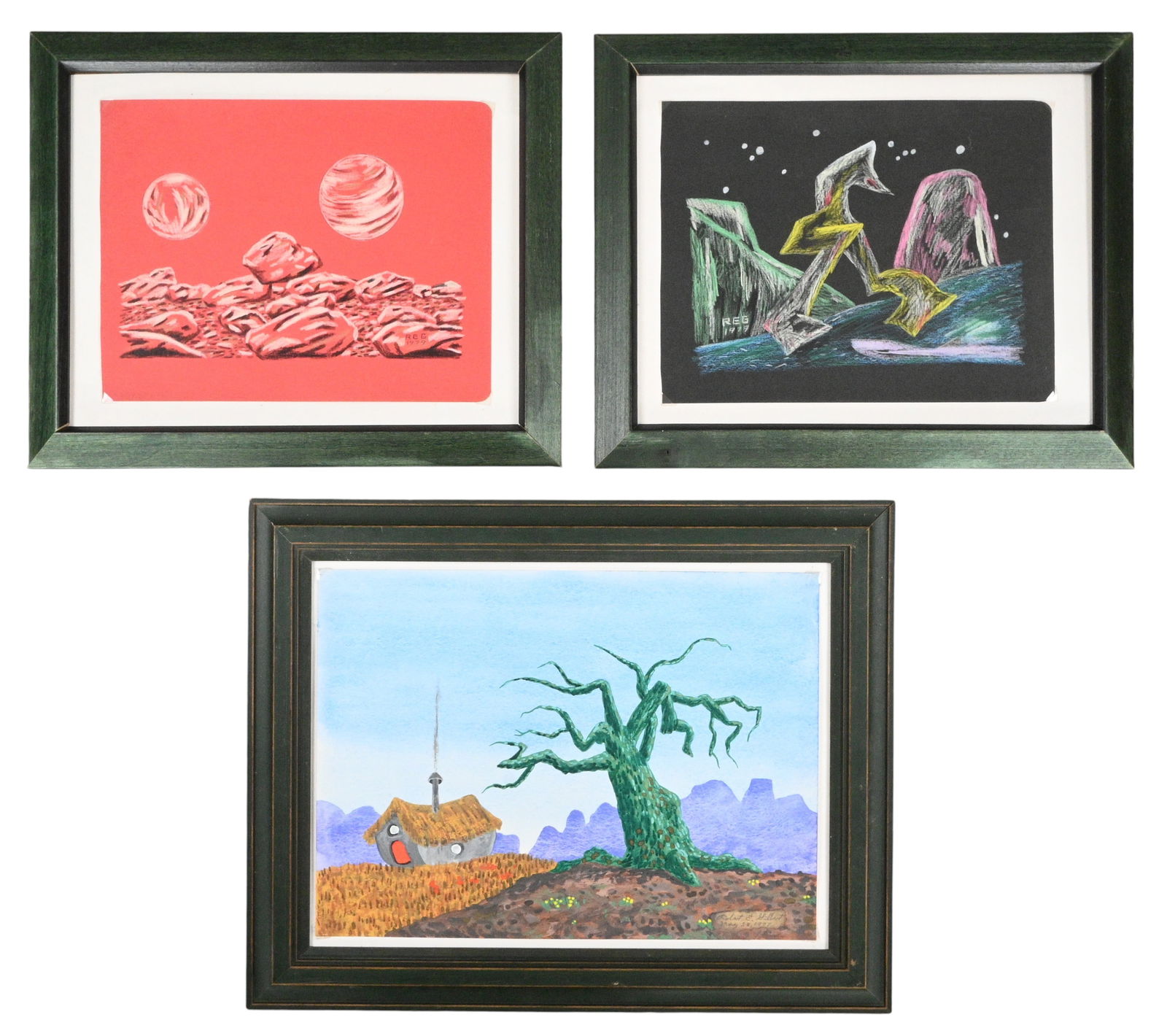 Robert Gilbert. 3 Works: Robert Gilbert. (d. 1993) 3 Works. 1977, 1979. Signed and Dated. Pastel on paper. From the 1950's through the 1970's Robert E. Gilbert (or REG, as he often signed himself) was a prolific contributor o