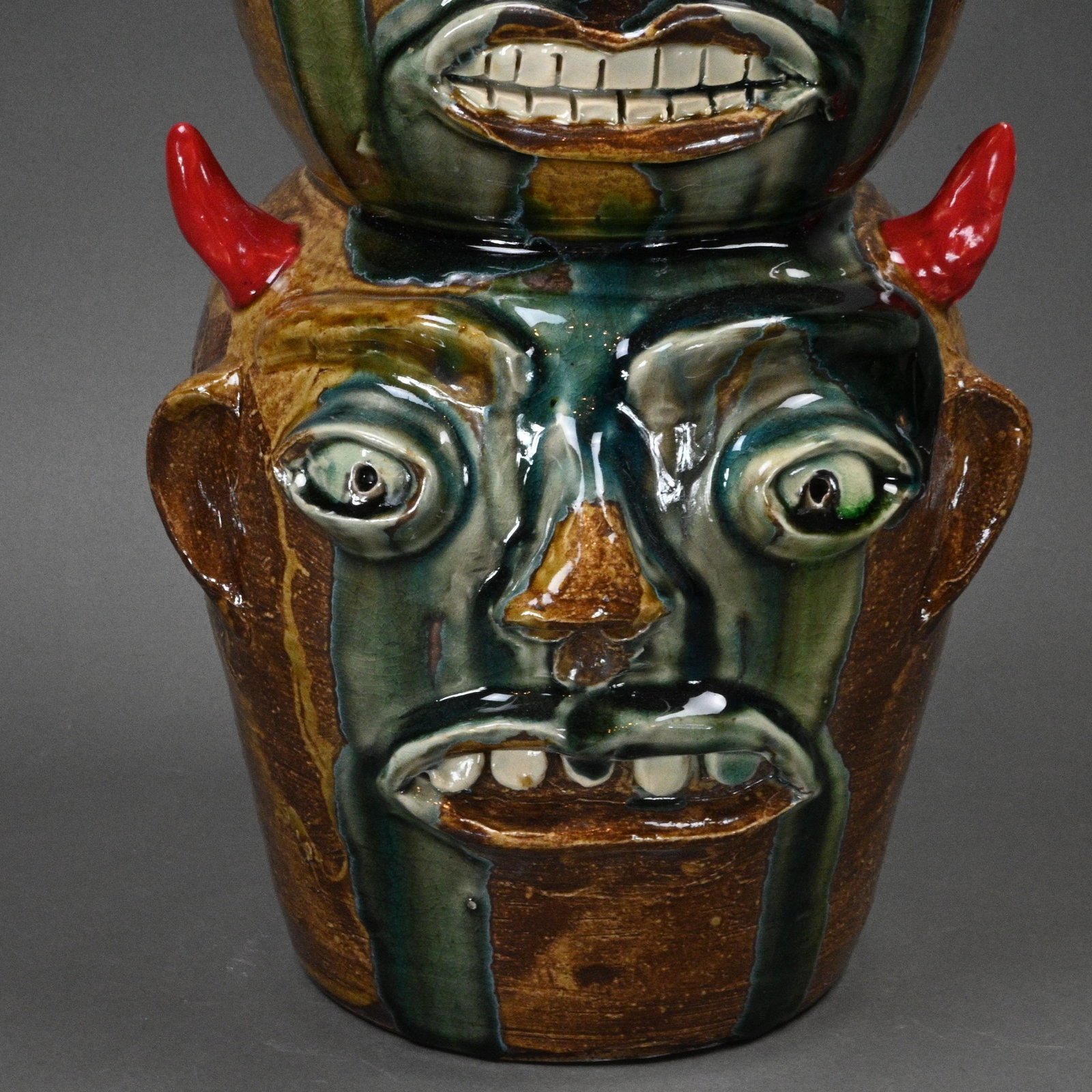 Randy Tobias. Three Stack Devil Face Jugs - 10