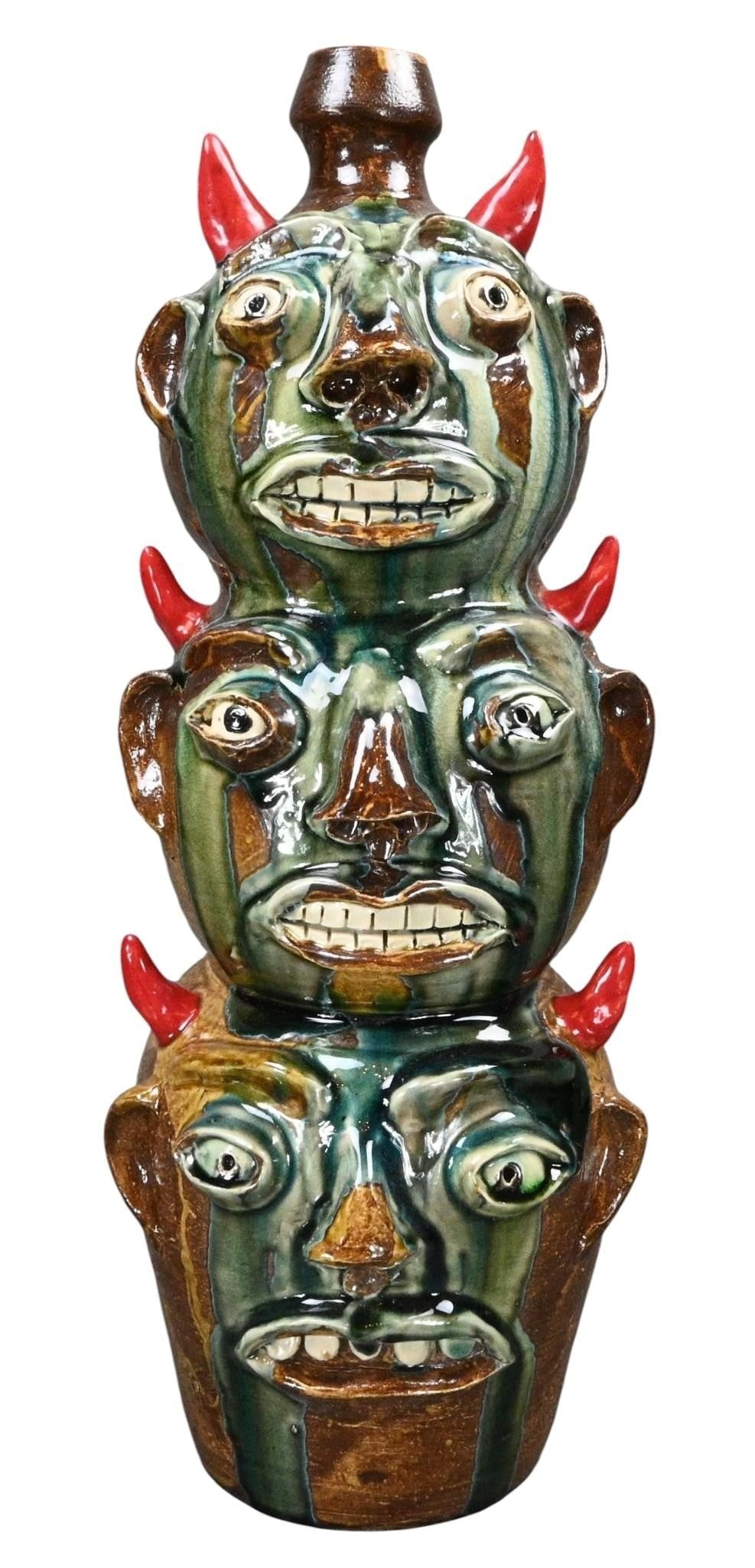 Randy Tobias. Three Stack Devil Face Jugs (1 of 11)