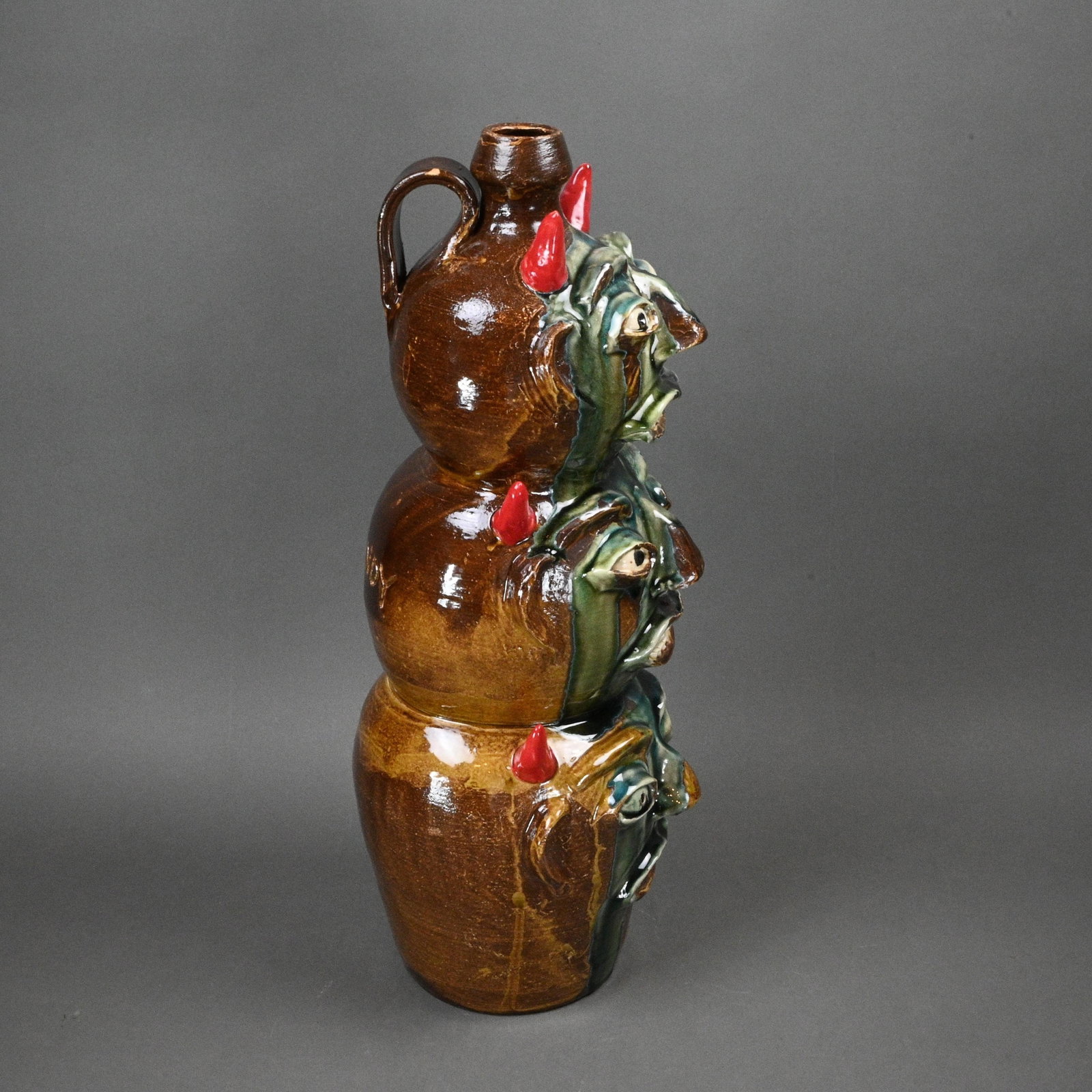 Randy Tobias. Three Stack Devil Face Jugs - 3