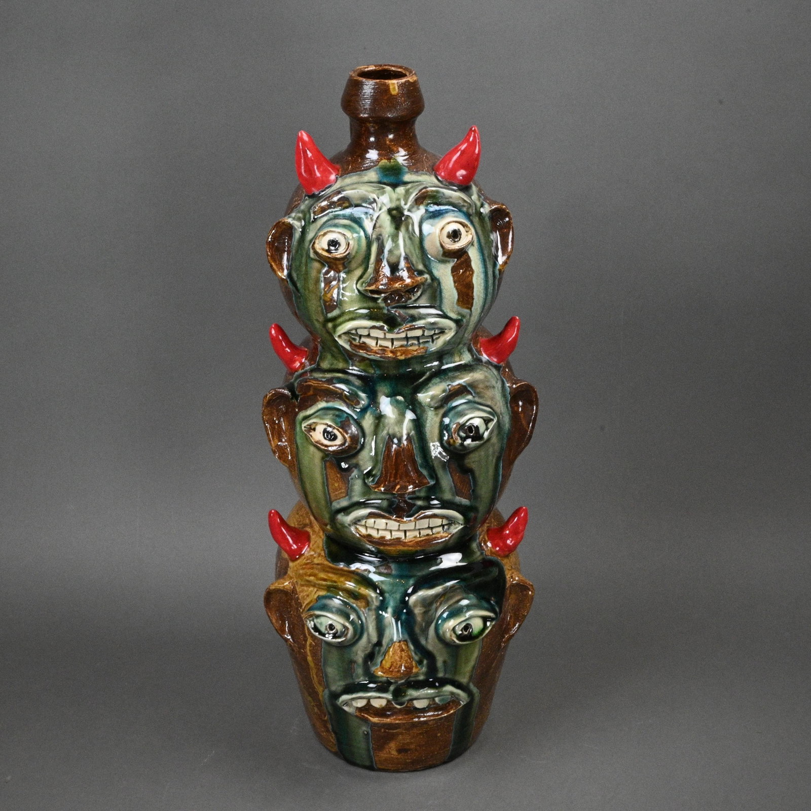Randy Tobias. Three Stack Devil Face Jugs - 7