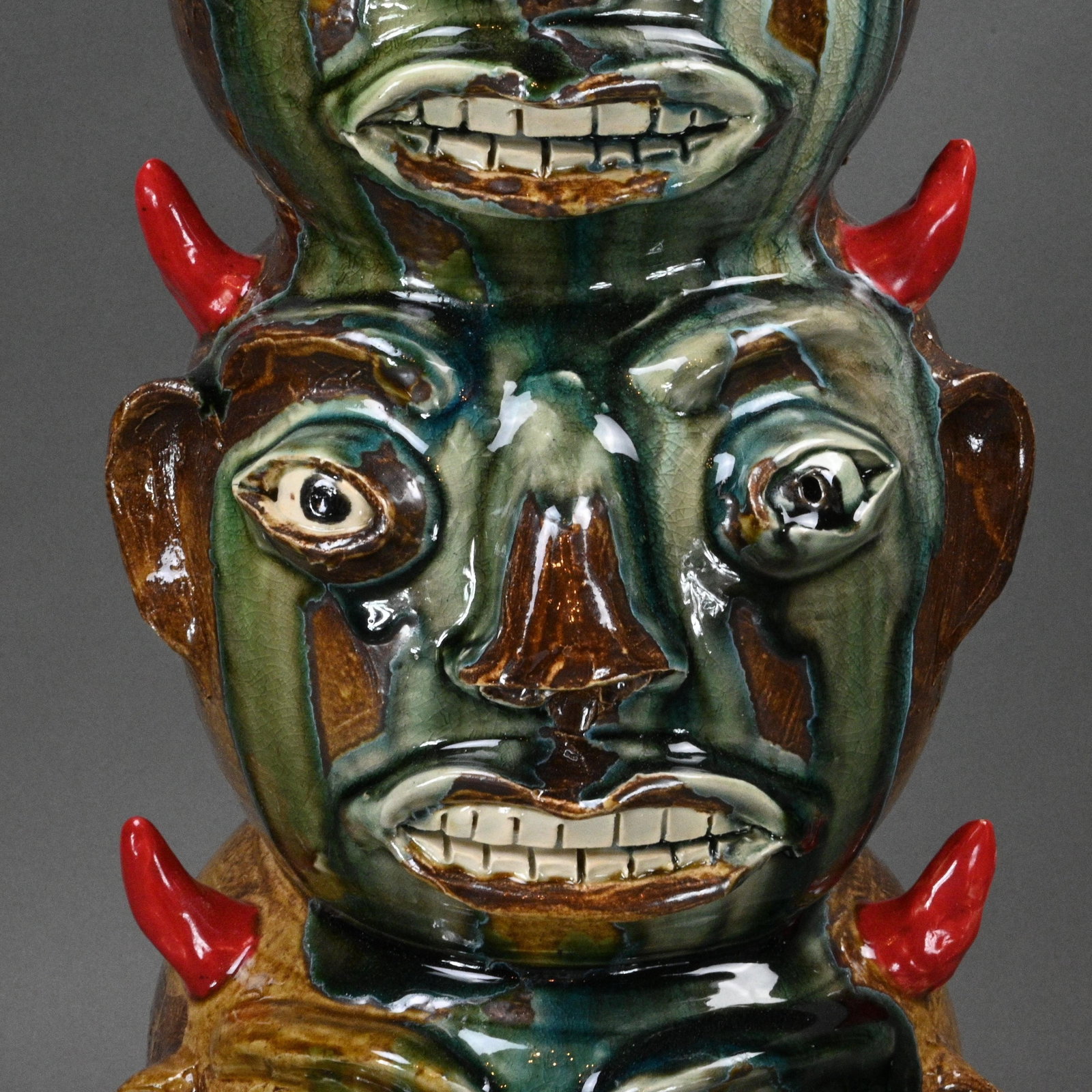 Randy Tobias. Three Stack Devil Face Jugs - 9