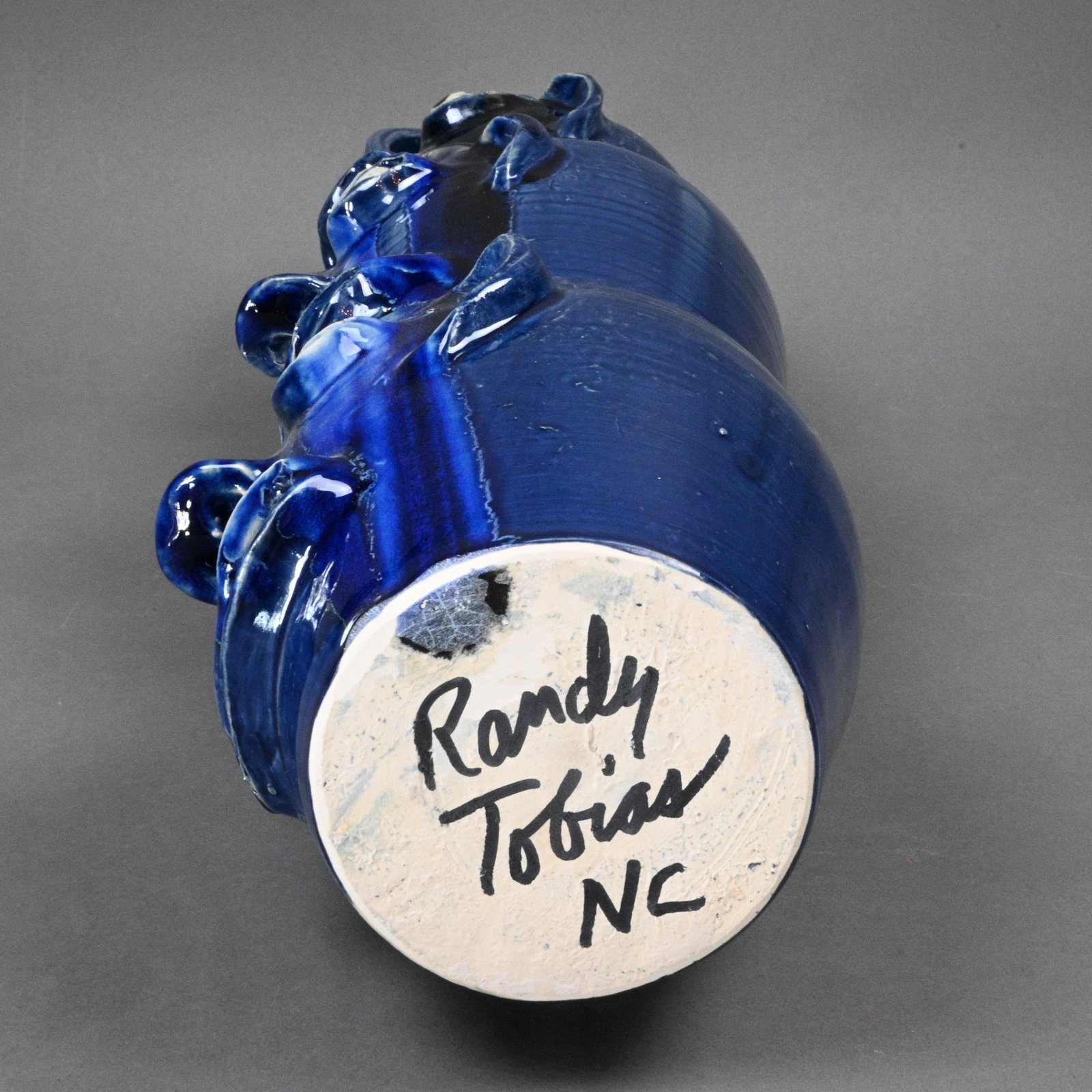 Randy Tobias. Three Stack Blue Face Jugs - 11