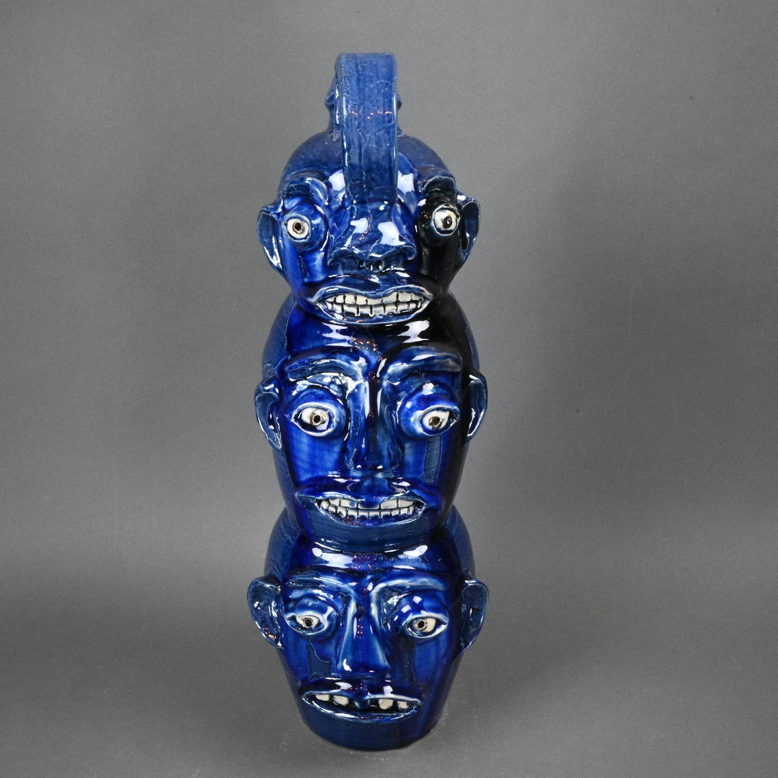 Randy Tobias. Three Stack Blue Face Jugs - 6