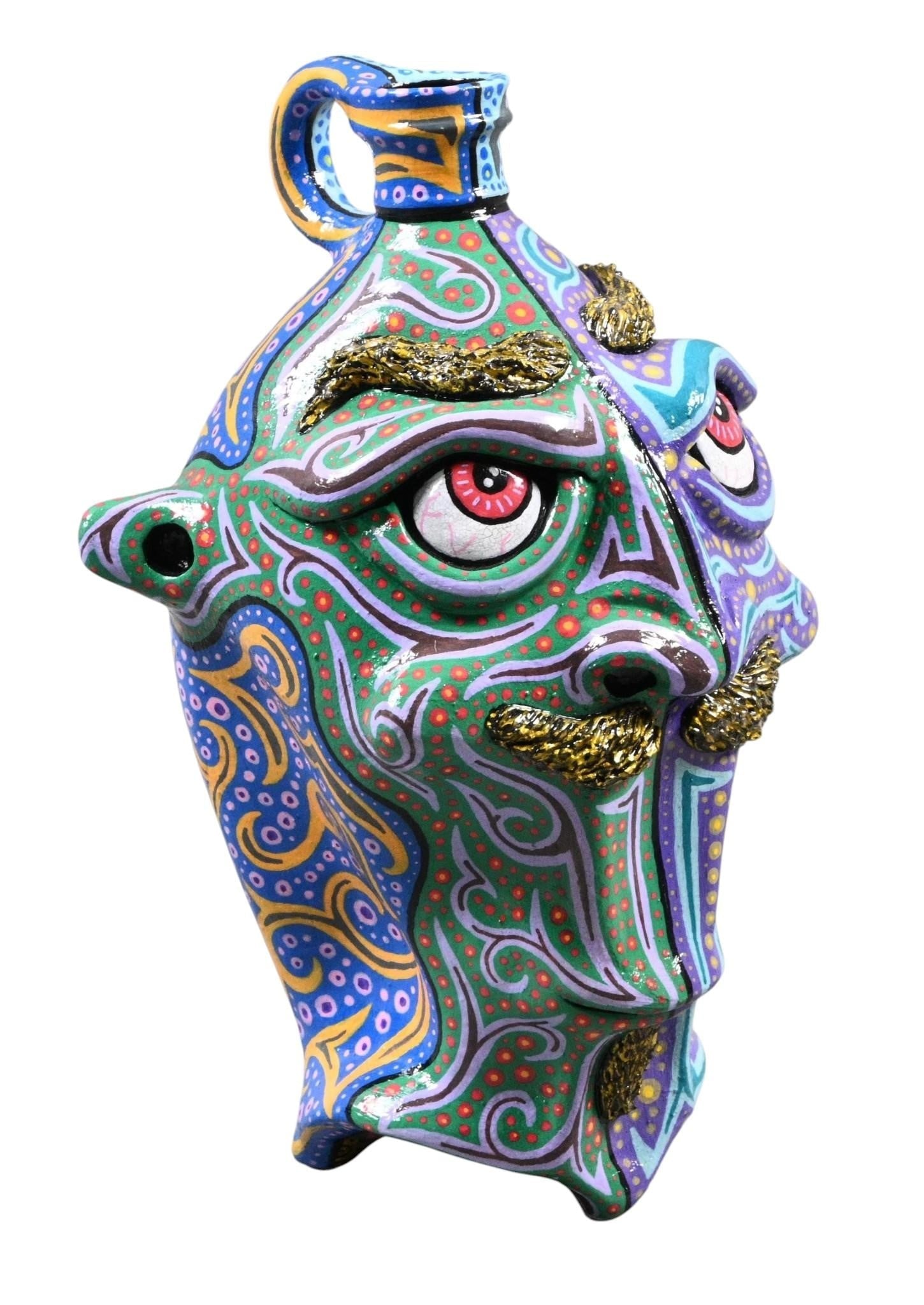 Ben Gufford. Face Jug: Ben Gufford. Face Jug. Signed. Mint condition. Size: 8" H. Provenance: Private Georgia Collection. Est. $100 - $300. Ship: In-House Shipping Available.