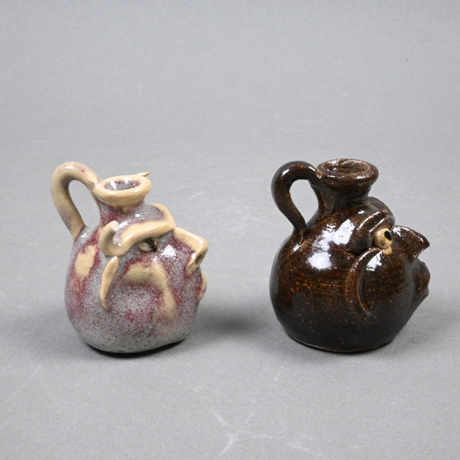 Steve Turpin. Two Mini Devil Face Jugs - 3