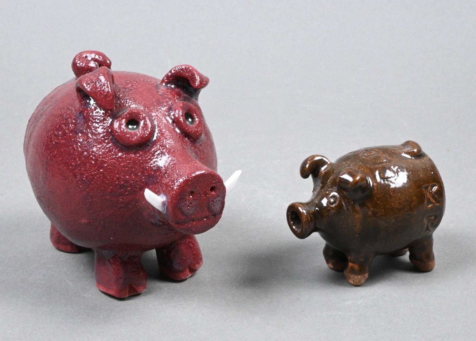 Two Mini Pottery Pigs - 2