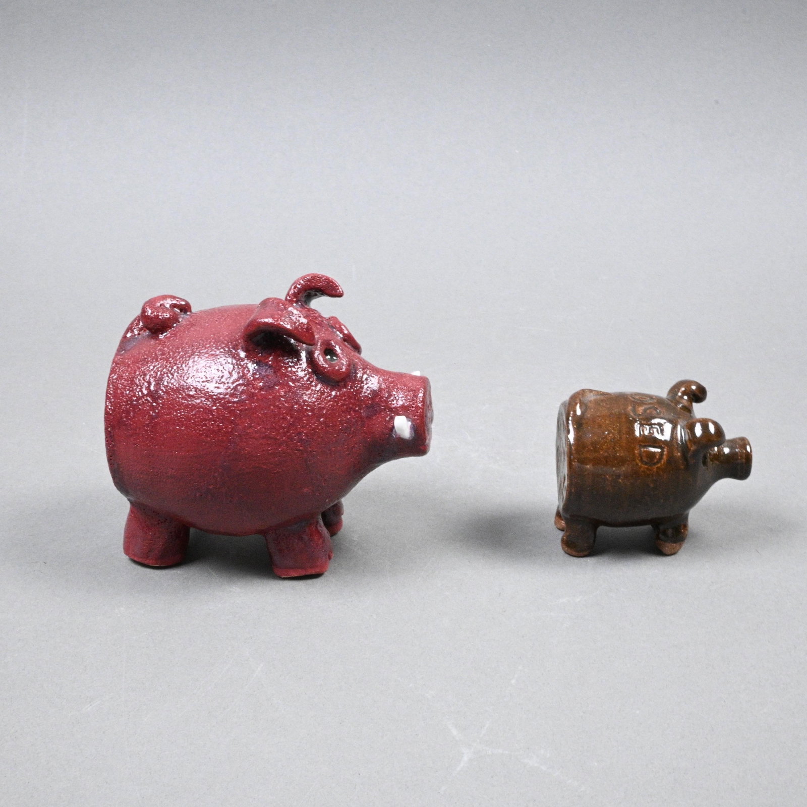 Two Mini Pottery Pigs - 4