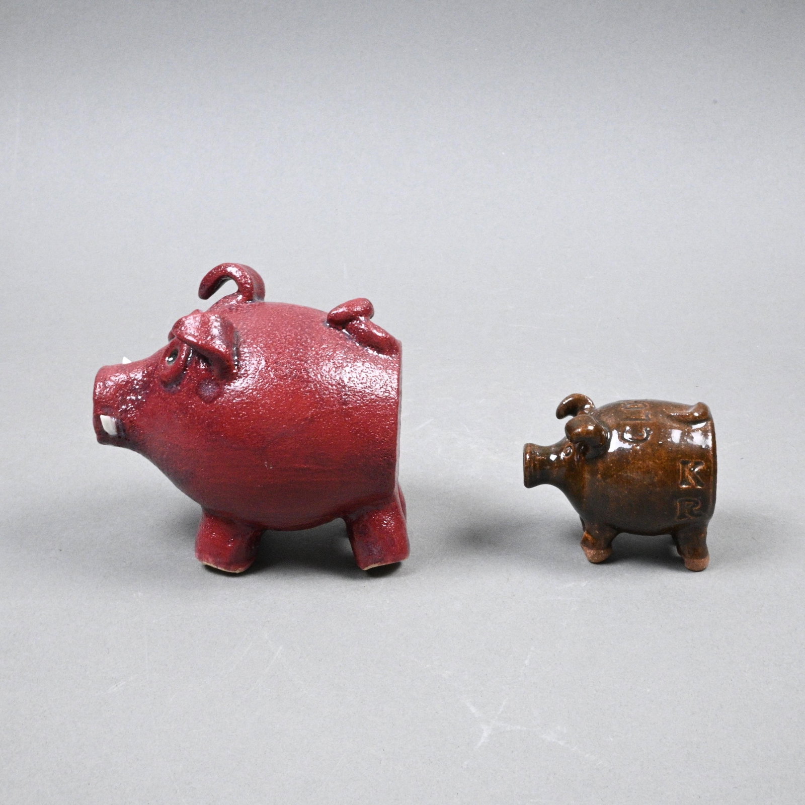 Two Mini Pottery Pigs - 6