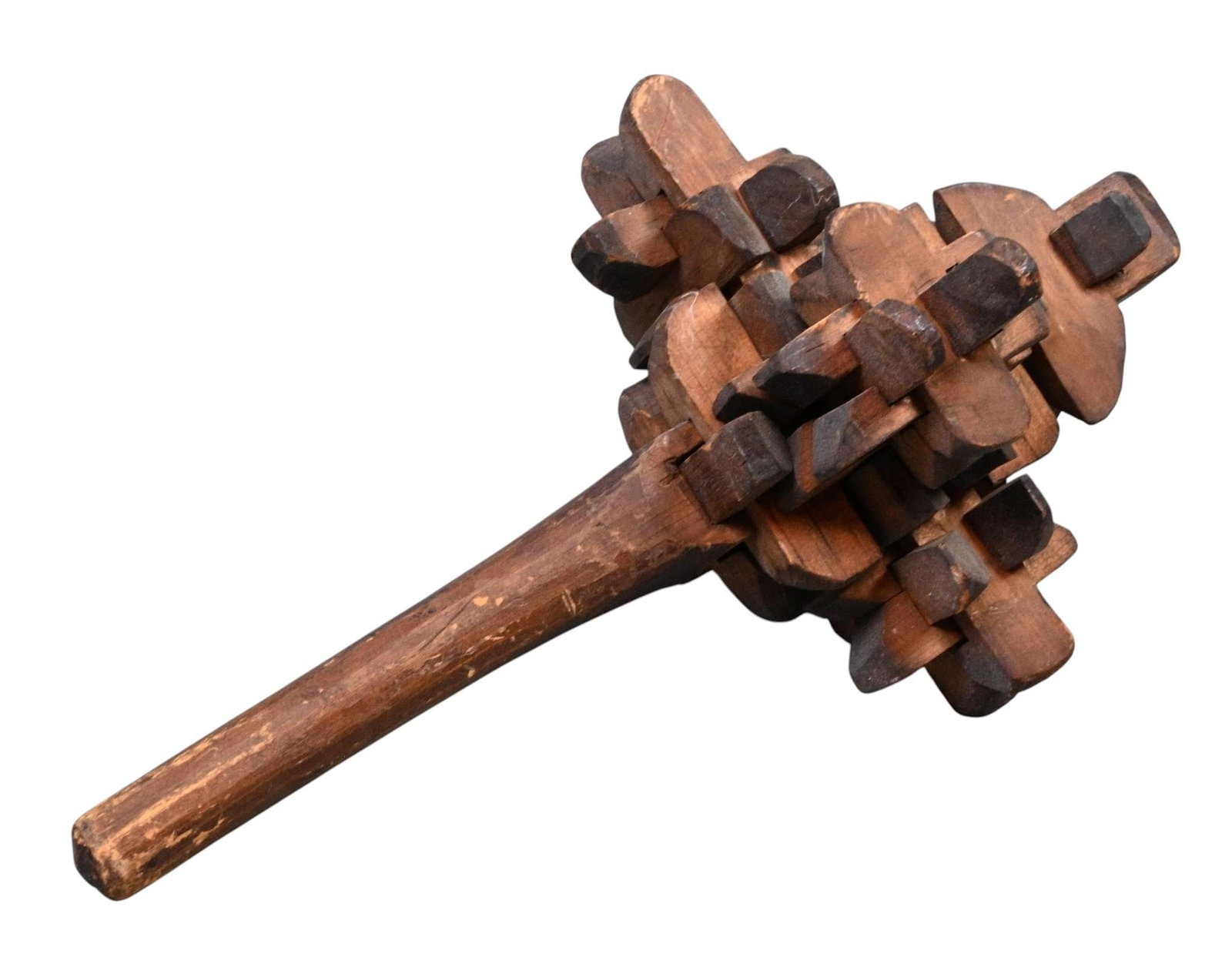 Large Hand Carved Interlocking Wooden Puzzle Rattle (1 of 7)