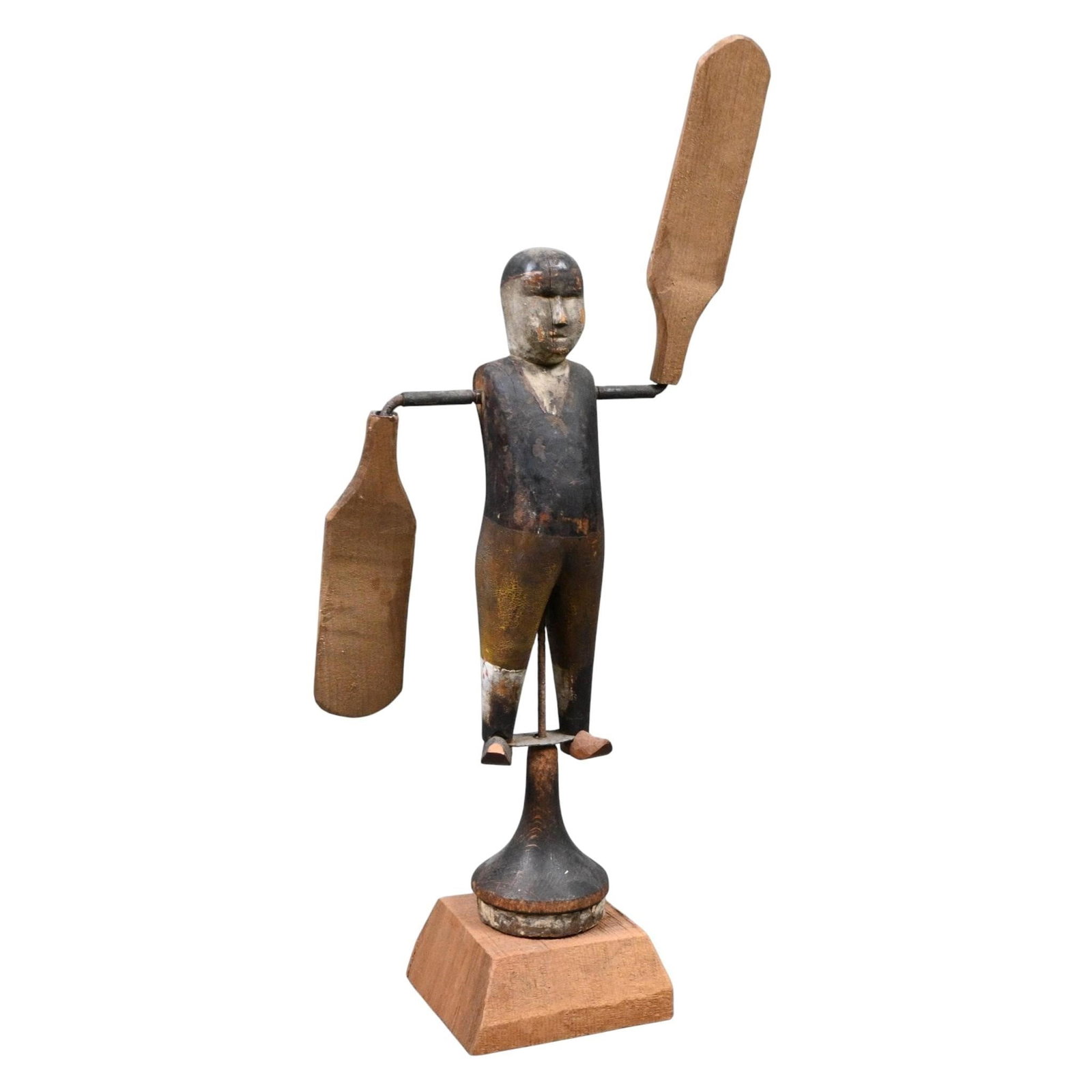 American Folk Art Carved Wooden Balancing Figure with Paddles (1 of 9)
