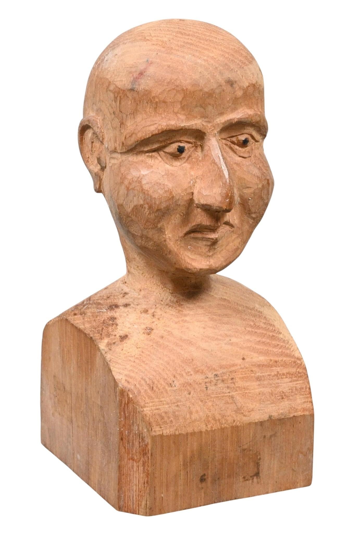 Hand Carved Male Portrait Bust (1 of 8)