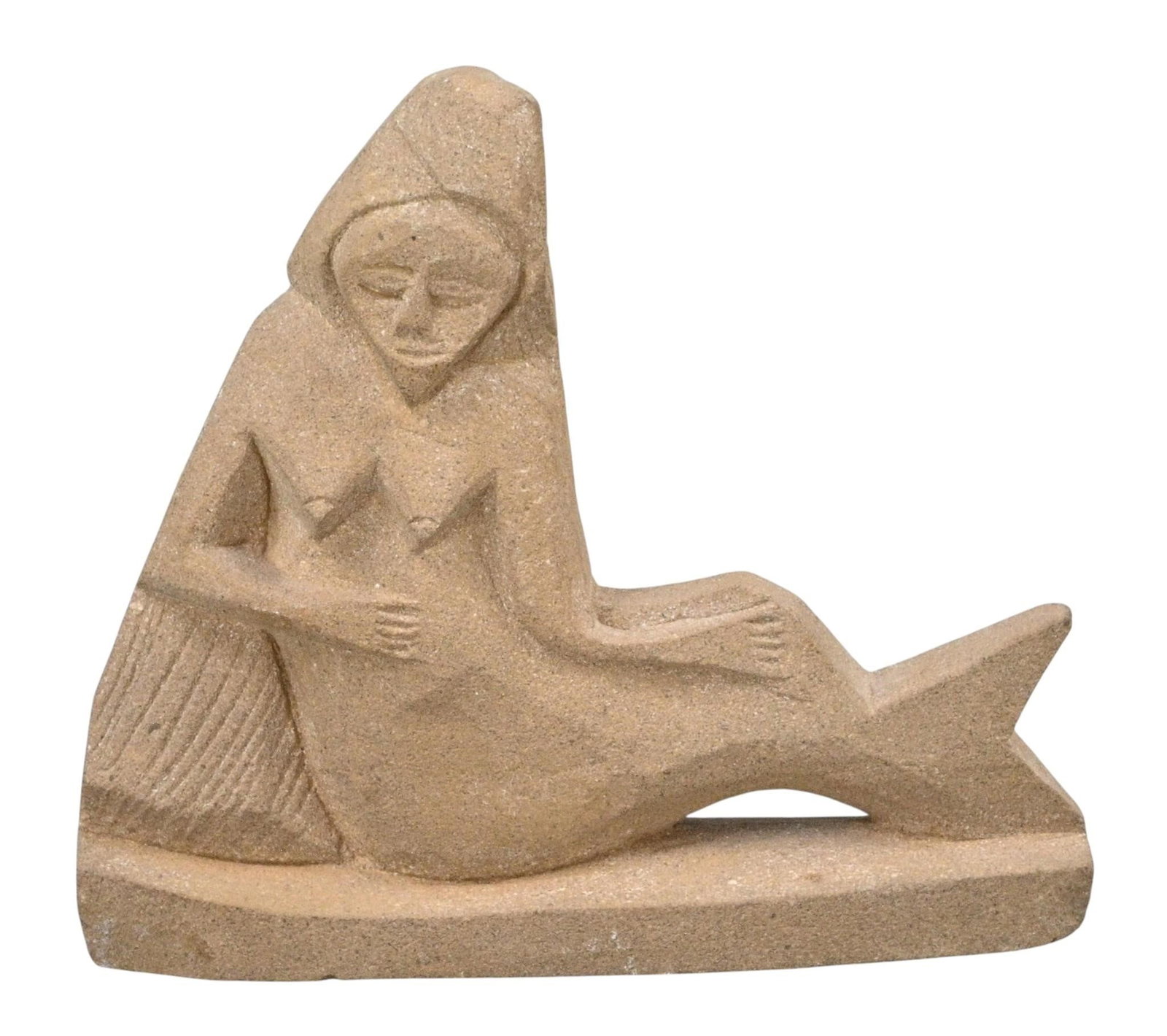 Lonnie Holley. Mermaid: Lonnie Holley. (b. 1950) Mermaid. Signed. Carved stone. Excellent condition. Size: 4.75" H x 5.25" W x 1" D. Provenance: Private Georgia Collection (30+ years). Est. $100 - $300. Ship: In-House
