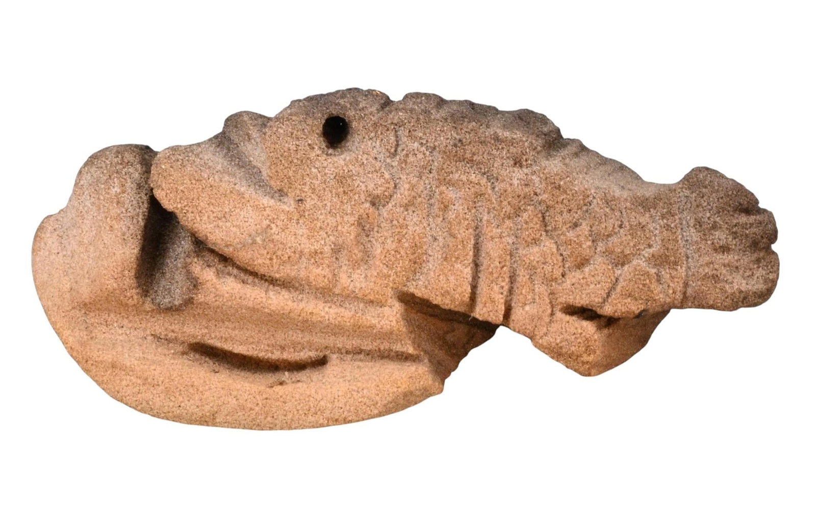 Ezekiel Holley. Fish: Ezekiel Holley. Fish. 1992. Signed and Dated. Carved sandstone. Lonnie Holley's son. Excellent condition. Size: 3.5" H x 8" W x 3.75" D. Provenance: Private Georgia Collection (30+ years). Est. $100