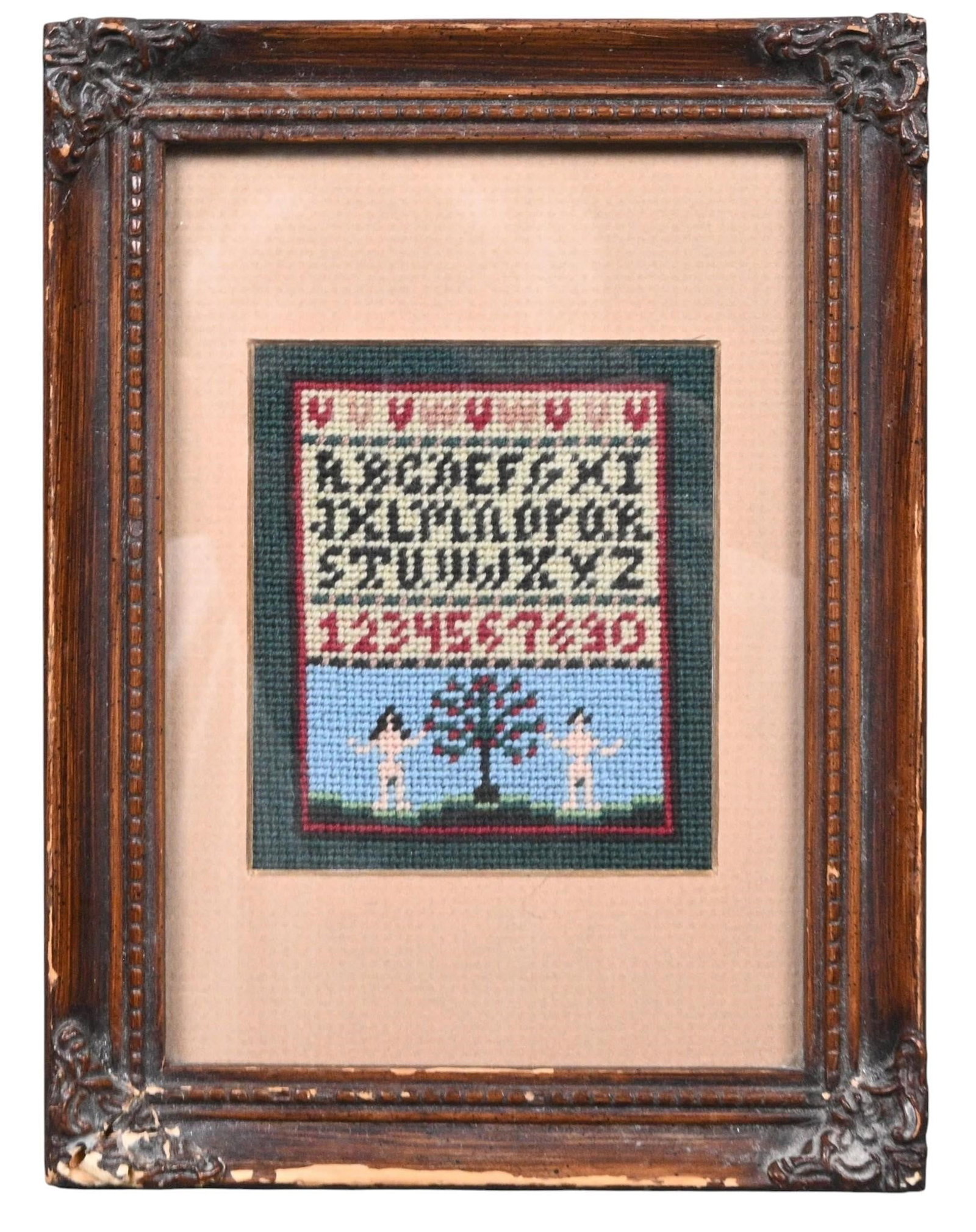 Folk Art Style Adam & Eve Needlepoint Sampler (1 of 4)