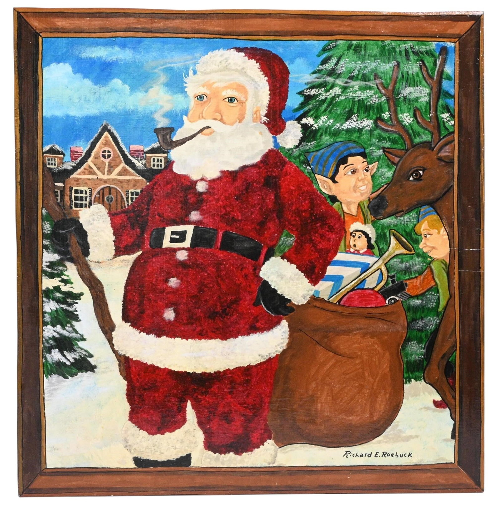 Richard Roebuck. Santa Claus with Elves Painting (1 of 6)
