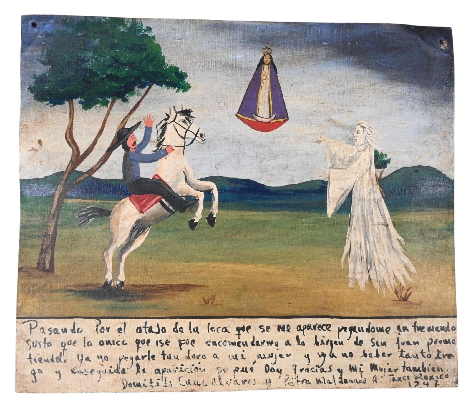 Mexican Retablo. Miraculous Apparition (1 of 6)
