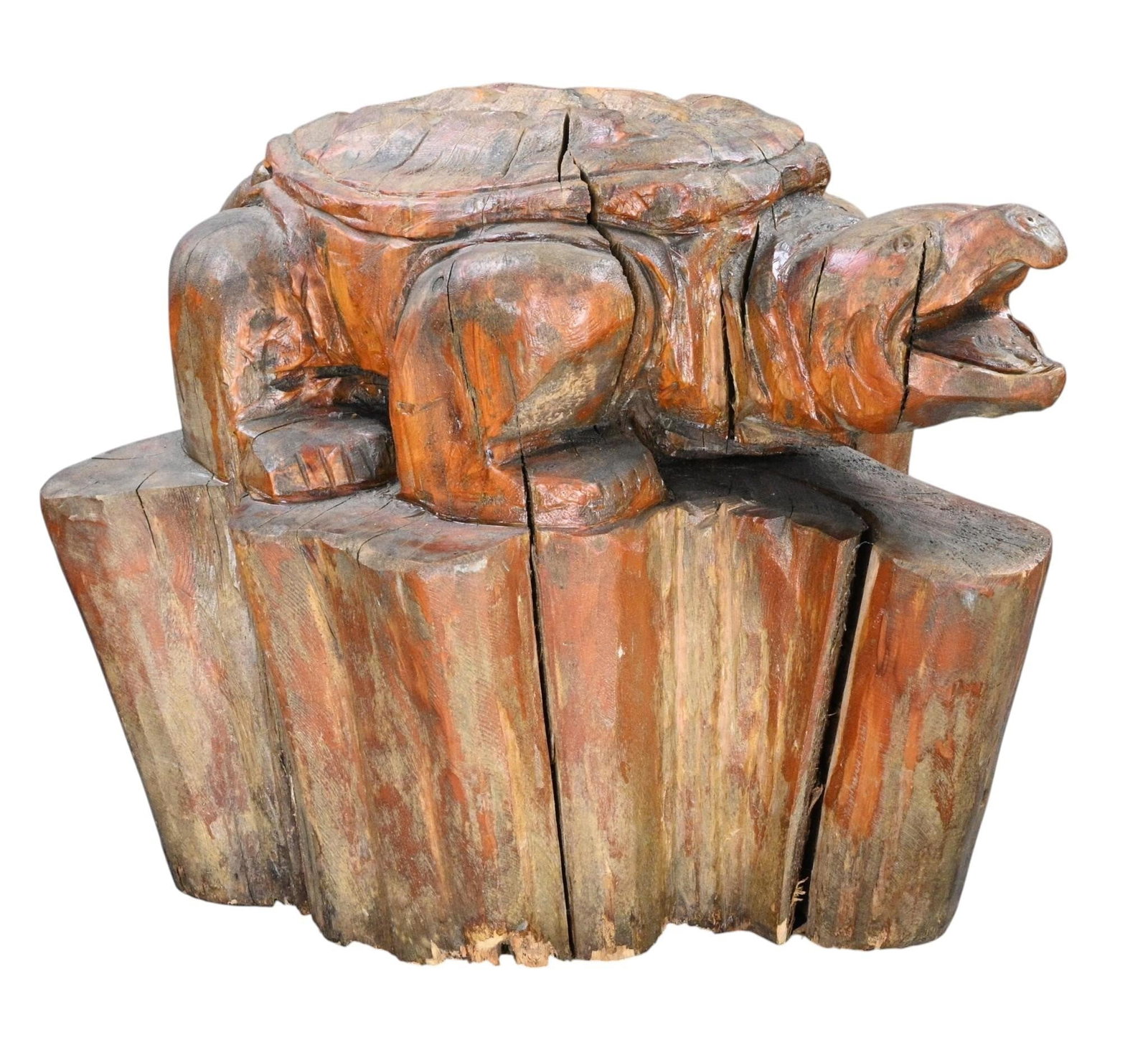 Carved Wooden Snapping Turtle Sculpture (1 of 8)