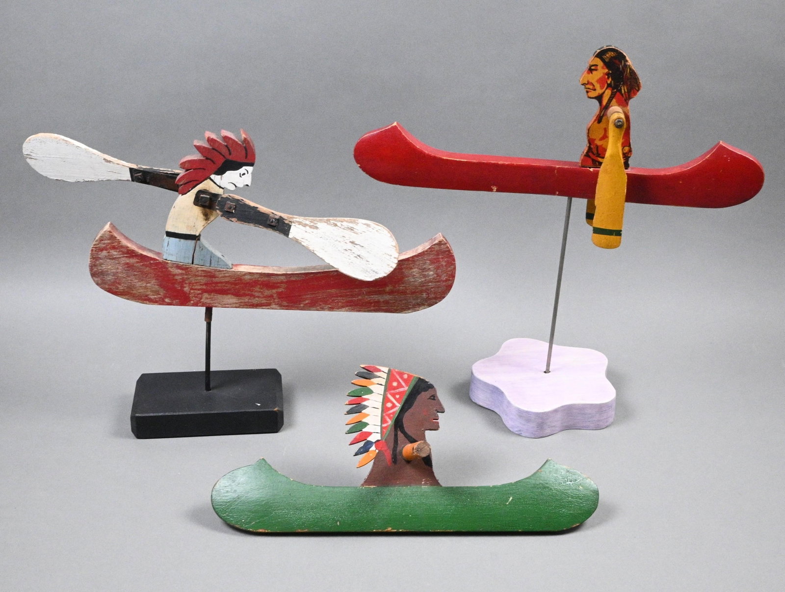 Three Native American Canoe Whirligigs (1 of 7)