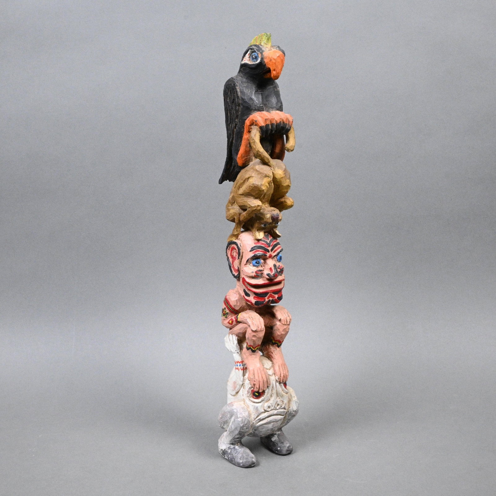 Whimsical Hand Carved Animal & Human Totem (1 of 10)